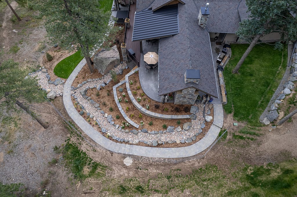 aerial view of landscaping
